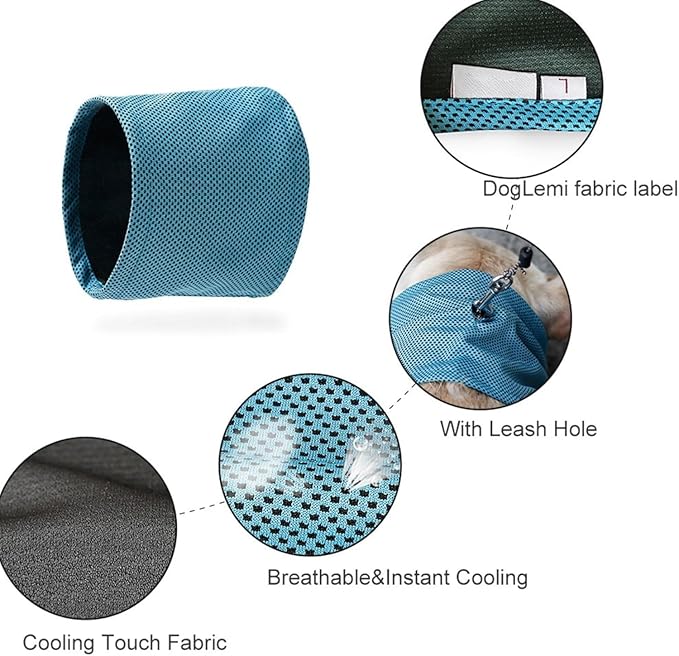 Instant Cooling Dog Bandana for Pet Scarf Soft Cool Mat Pet Collar – Eco-Friendly Breathable Polyester Dog Cooling Bandana for Dogs Puppy Bandana with Leash Hole (Gray, Large)