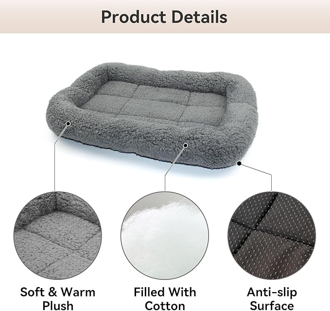 PETLESO Cat Bed Mat with Surrounding Pillow, 22" x 16" Plush Cushion for Small to Meidum Dogs & Cats Sleeping, Indoor Pet Beds Furniture Carrier Crate Anti Skid Pad, Washable, Medium
