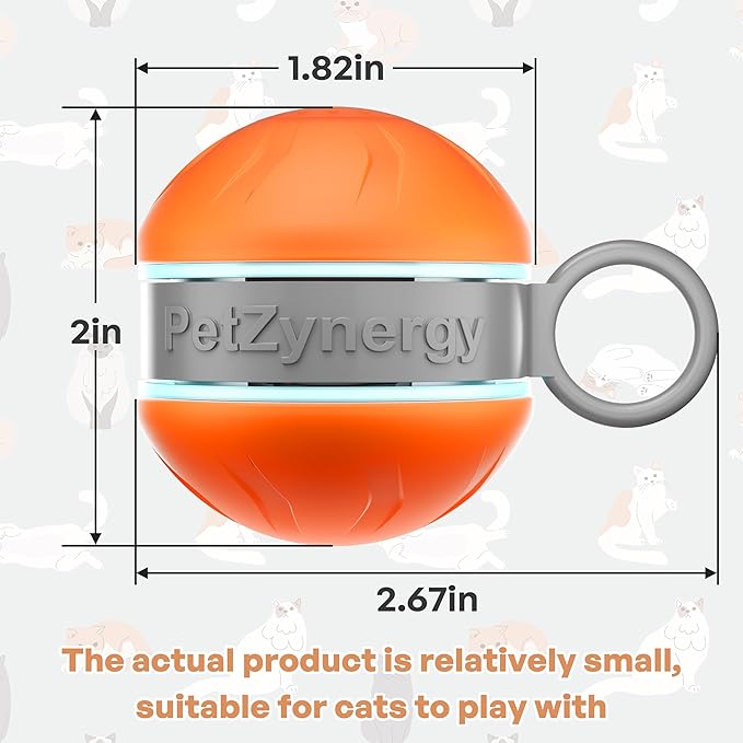 Speedy 2.0 Tail Interactive Cat Toys for Bored Indoor Adult Cats,Rechargeable Automatic Cat Toy Ball Self Moving Chirping,Christmas Cat Toys Balls for Kitten Enrichment Exercise Essentials(Orange)