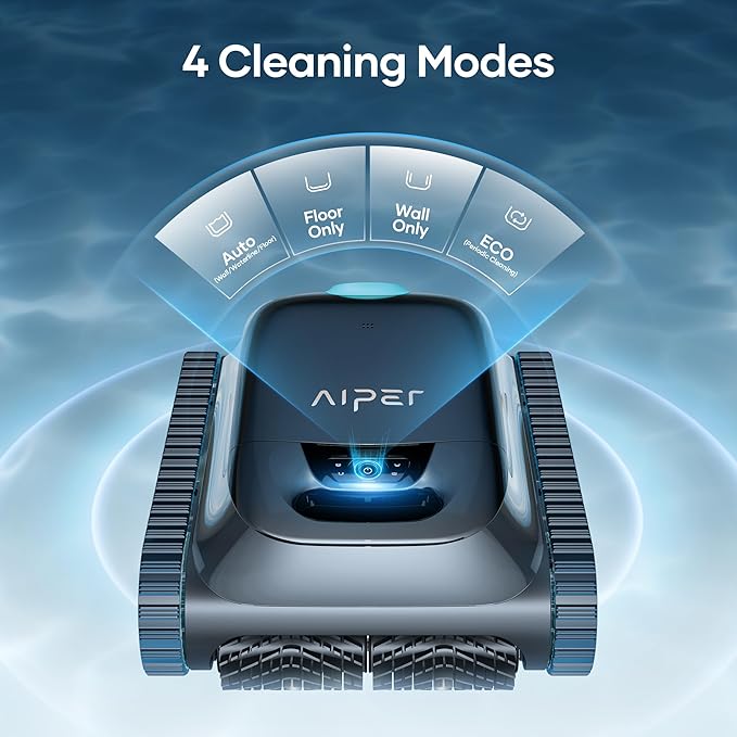 (2025 Upgrade) Aiper Scuba S1 Robotic Pool Cleaner, Wall & Waterline Cleaning, Double Filtration, Extended 180-Min Battery Life, Smart Navigation, App Support, OTA Upgrade