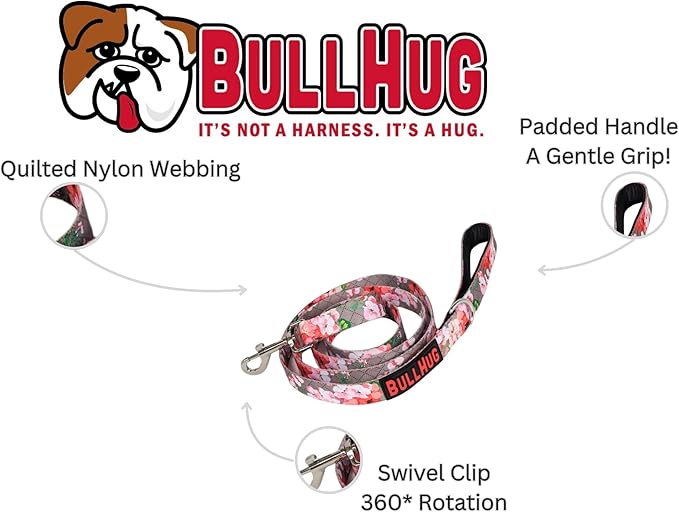 BULLHUG 6 FT Bulldog Leash with Padded Handle. Perfect for Bulldogs, French Bulldogs, Pugs & All Breeds. Leashes for Walking, Training Lead for Bulldogs (Reflective Stitching, Blue)