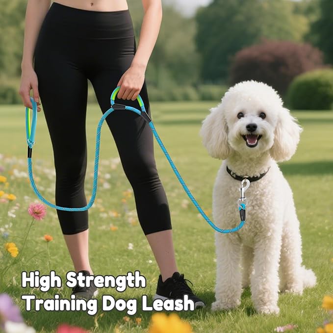 Heavy Duty Dog Leash 2 Handles 4/5/6ft-Blue XiaZ Dog Leashes for Medium Large Dogs That Pull 1/2 Inch 1000lb Strength Thick Rope Leash PVC Waterproof-Handles Metal Hook Nighttime Safety