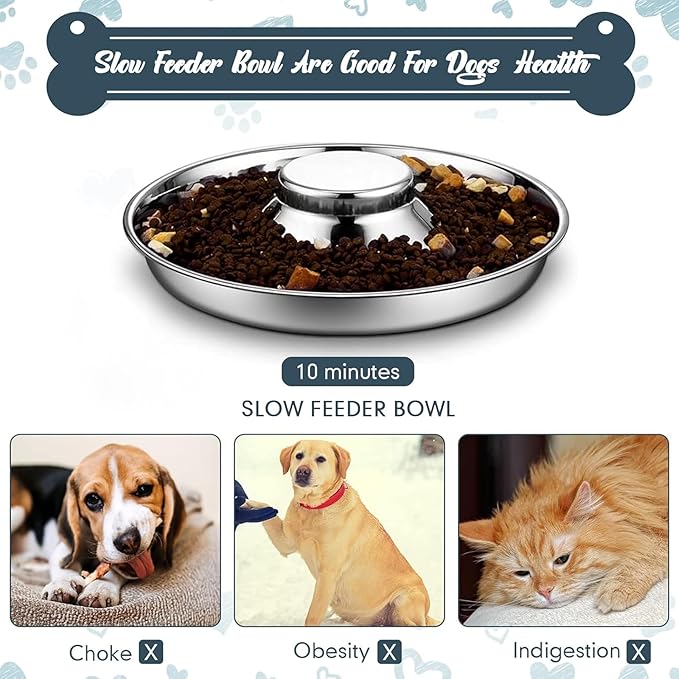 Zopeal 6 Pcs Stainless Steel Puppy Bowls 8.7" Small Dog Bowls for Food and Water, Multiple Mini Puppy Cat Feeding Bowl Weaning Slow Feeder for Litters, Small Dogs, Cat, Pets