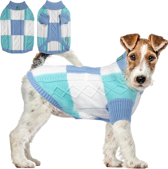 Turtleneck Pet Sweaters for Dogs Boys or Girls,Color Inlay and Moving Needle Pattern Dog Sweater,Pet Clothes,Dog Sweaters,Suitable for Various Breeds Dogs or Sizes(Blue Group,XS)
