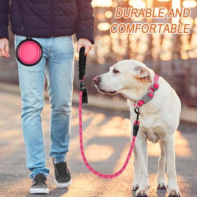 BARKBAY Dog Leashes for Large Dogs Heavy Duty Dog Leash 4/5/6 FT with Comfortable Padded Handle and Highly Reflective Threads for Medium Large Dogs Walking Training Running (4FT-1/2'',Pink)