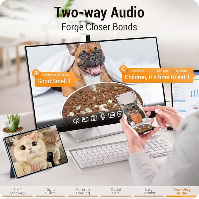 Automatic Cat Feeder with HD Camera: 5G WiFi Automatic Dog Feeder with Night Vision, 5L Timed Auto Cat Food Dispenser with APP for Pet, Detachable for Easy Clean-21 Cups