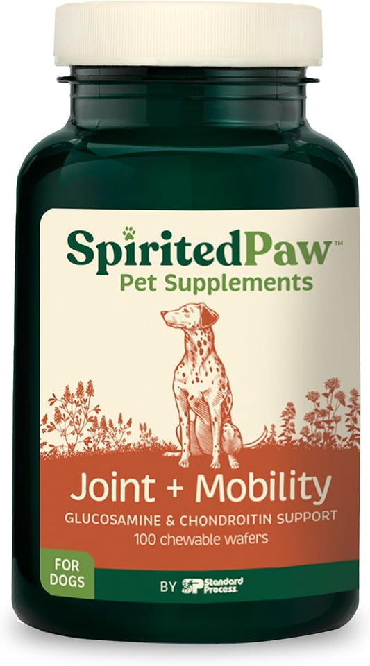 Spirited Paw Joint and Mobility for Dogs - Joint Support Supplement for Dogs - Antioxidant Supplement with Vitamin C & E - Dog Supplement with Glucosamine & Chondroitin - 100 Chewable Wafers