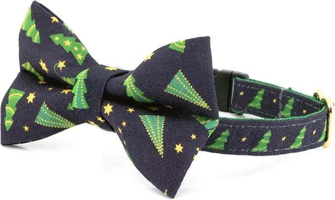 Ultra Joys Cat Collars with Bells - Breakaway & Bowtie Designs for Kittens & Cats - Christmas Tree Large
