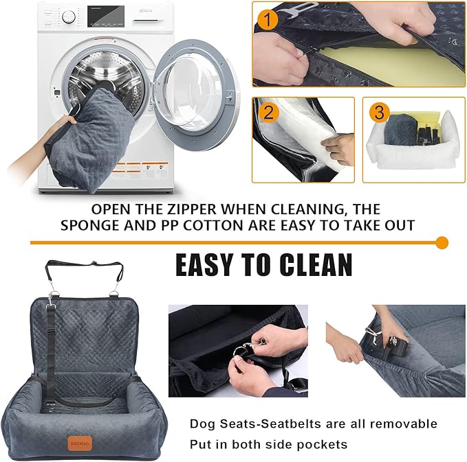 Car Seat for Medium and Small Dogs - Pet Booster Travel Bed, Multi-Function Sofa Cushion With Blanket, Comfortable Safe Removable and Washable, Fits Cars/Trucks/SUV