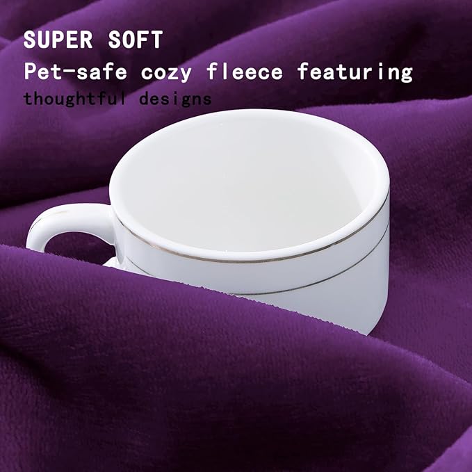Smiry Waterproof Dog Bed Blanket, Leakproof Pet Throw Blanket for Bed Couch Sofa, Reversible Sherpa Fleece Furniture Protector Cover for Small Medium Large Dogs Cats (Purple, 50x60 inches)