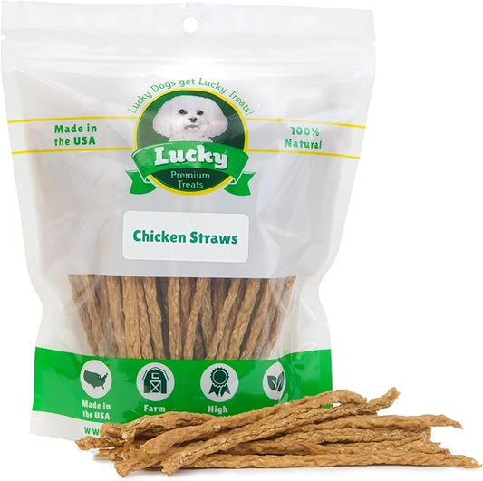 Chicken Jerky Straws Dog Treats – Chicken Sticks for Dogs Made and Sourced in The USA – Natural Single Ingredient Dehydrated Crunchy Treats for All Breeds – 13oz Bag