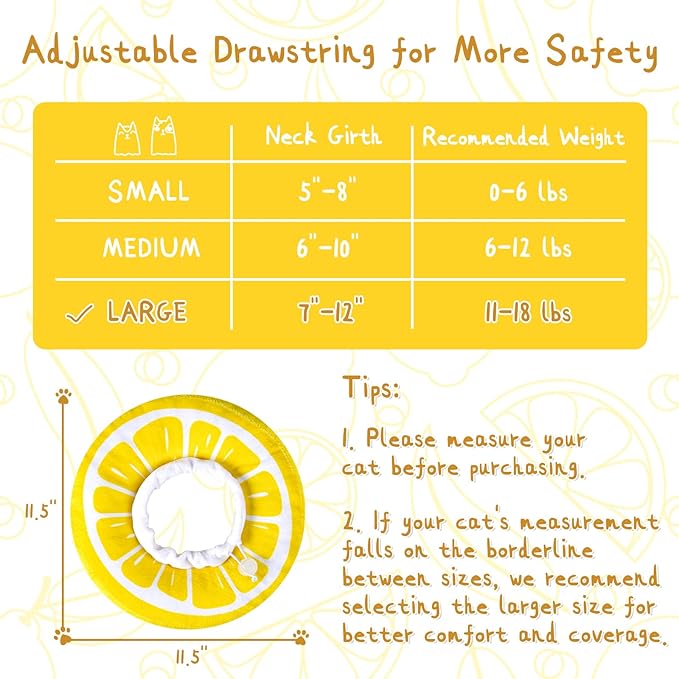 ANWA Adjustable Cat Cone Collar Soft, Cute Cat Donut Collar After Surgery, Kitten Recovery Cones to Stop Licking