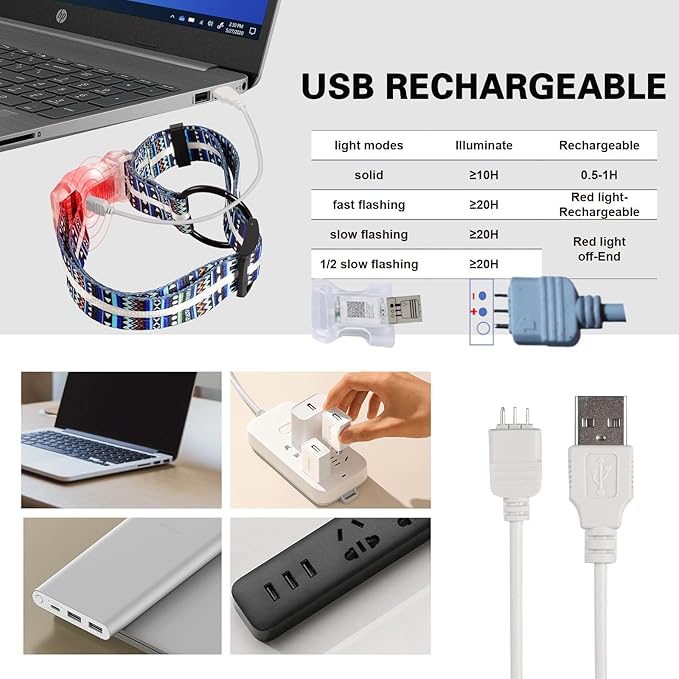 Upgraded Version Light Up Dog Collars,LED Dog Collar Rechargeable Waterproof,2-in-1 Buckle Type Glow Dog Collar for Medium Large Dogs.XL(Bohemian Blue)