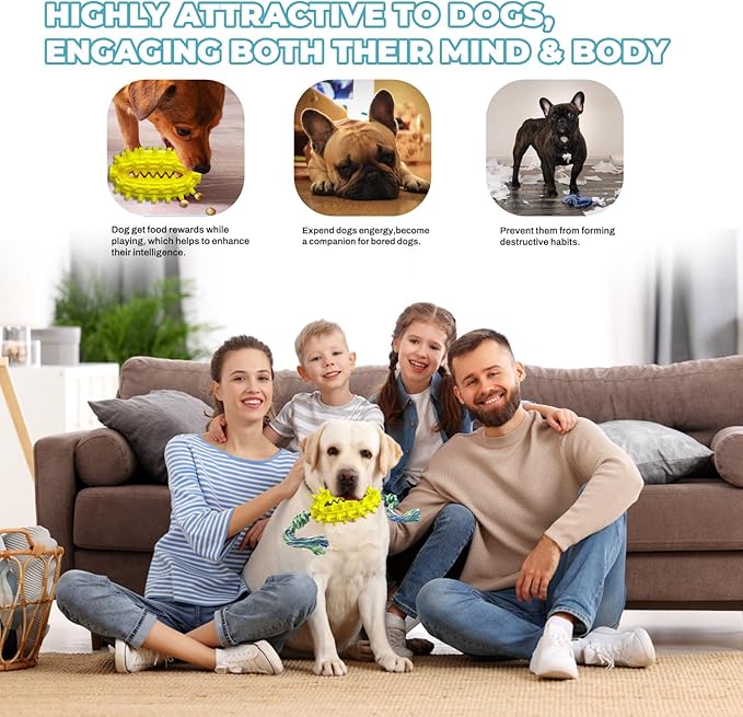 Dog Treat Toy - Interactive Dog Toys for Boredom, Treat Dispensing Enrichment Dog Puzzle Toy Food Puzzles Ball for Mental Stimulation Boredom Buster for Small Medium Large Dogs (F)