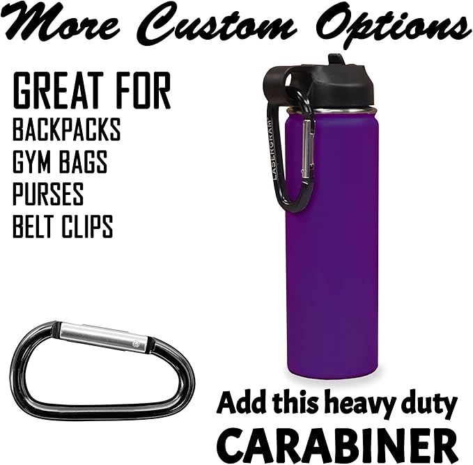 LaserGram Personalized Water Bottle, Dragon, Stainless Steel Double Wall Vacuum Insulated with Flip Top Straw, Custom Engraved Gift (20oz / 590ml Dark Purple)