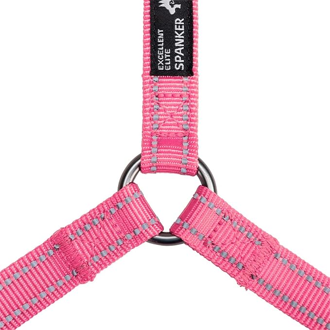 EXCELLENT ELITE SPANKER No Pull Dog Harness Reflective Nylon Vest L-Shaped Adjustable Easy Pet Harness for Small Medium Large Breeds Dogs Walking Training Black Red (Pink, S)