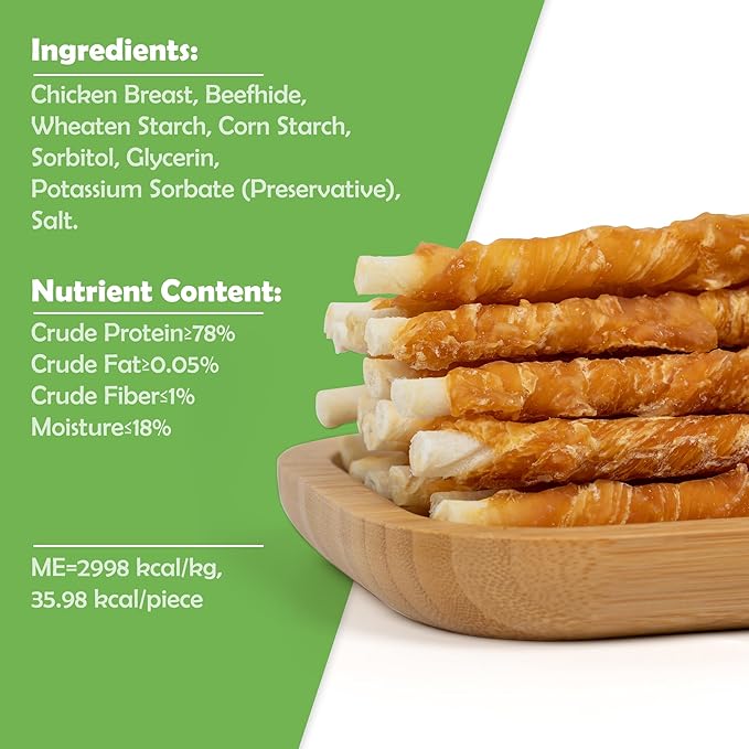 MON2SUN Dog Treats, Rawhide Twist Chicken Hide Sticks, Suitable for Puppy and Small Dogs, 5 Inch (Chicken, Pack of 40)