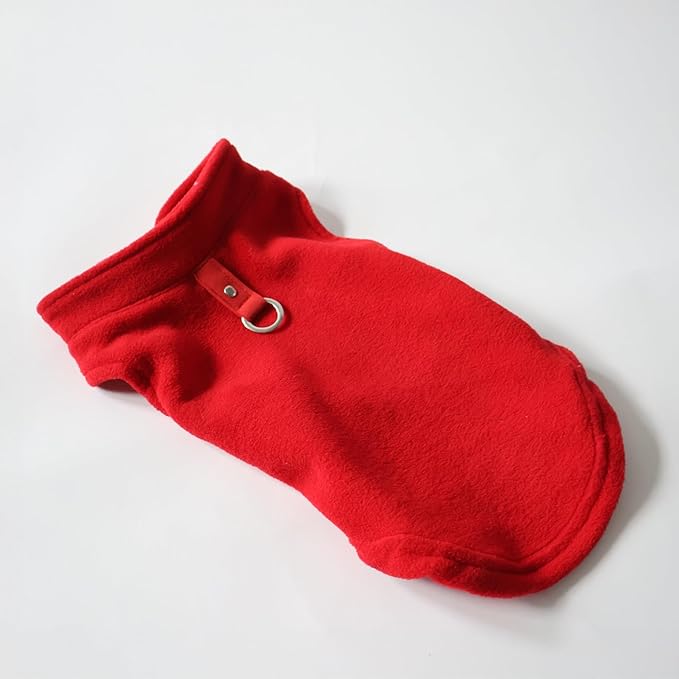 JACKO & CO - Fleece Vest Dog Sweater with Leash Ring - Soft, Warm & Lightweight Pullover Coat for Small & Medium Dogs, Puppies & Cats - Cozy Fall/Winter/Spring Pet Jacket (Red, Small 4-6lbs)