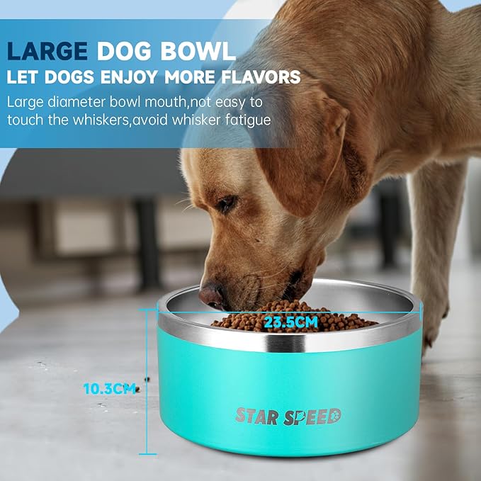 100oz Stainless Steel Dog Bowl. Dog Food Water Bowls with Non-Slip Rubber Bottom, Double Wall Dog Bowl for Small Medium Large Dogs, Dishwasher Safe