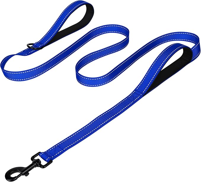 Joytale Dog Leash Heavy Duty for Large Dogs That Pull, Double Handle for Traffic Control, Double-Sided Reflective Leashes for Large Medium Dogs Night Safety, 5FT, Royal Blue