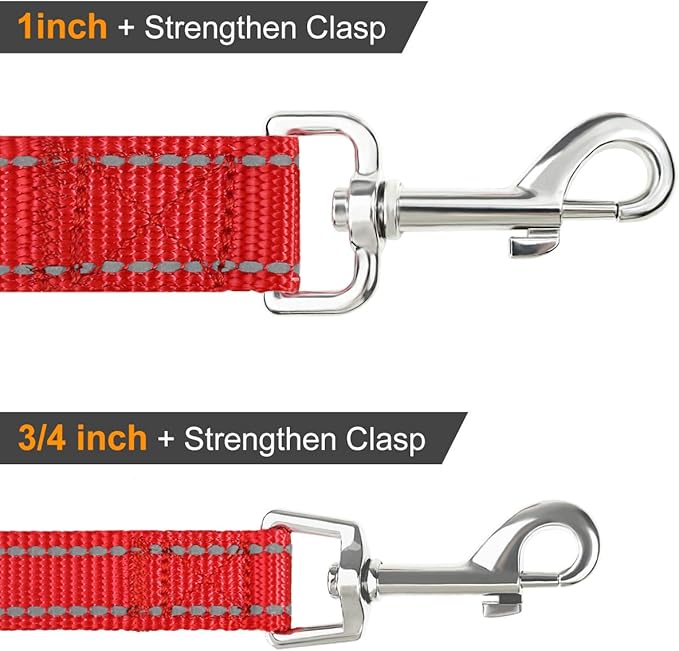 Joytale Double-Sided Reflective Dog Leash, 4 FT, Padded Handle Nylon Heavy Duty Leashes for Medium & Large Dogs Walking, Red