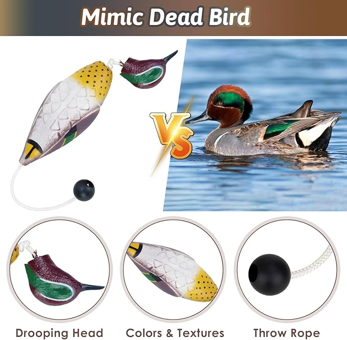 2 Pcs Mottled Mallard Mandarin Duck Dummy Bumper Toys for Hunting Retriever Dog Training, Retriever Outdoor Training Toy，Hunting Recognition Trainers, Foam Pet Interactive Toys