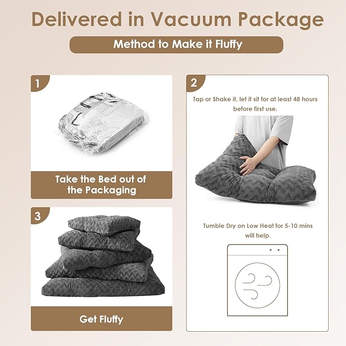 EHEYCIGA Reversible Dog Crate Bed Washable, Comfort Fluffy Plush Dog Kennel Pad for Small Doggie and Cats, Deluxe Machine Washable Pet Sleeping Mats, 23" x 18"x 3", Charcoal