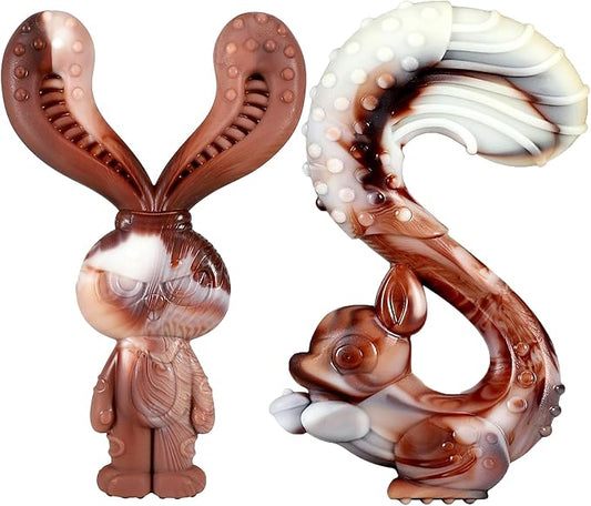 Indestructible Dog Toys for Aggressive Chewers, Tough and Durable Chew Toys for Large Medium Dogs, Interactive Dog Chew Toys to Keep Them Busy (C Rabbit+Squirrel)