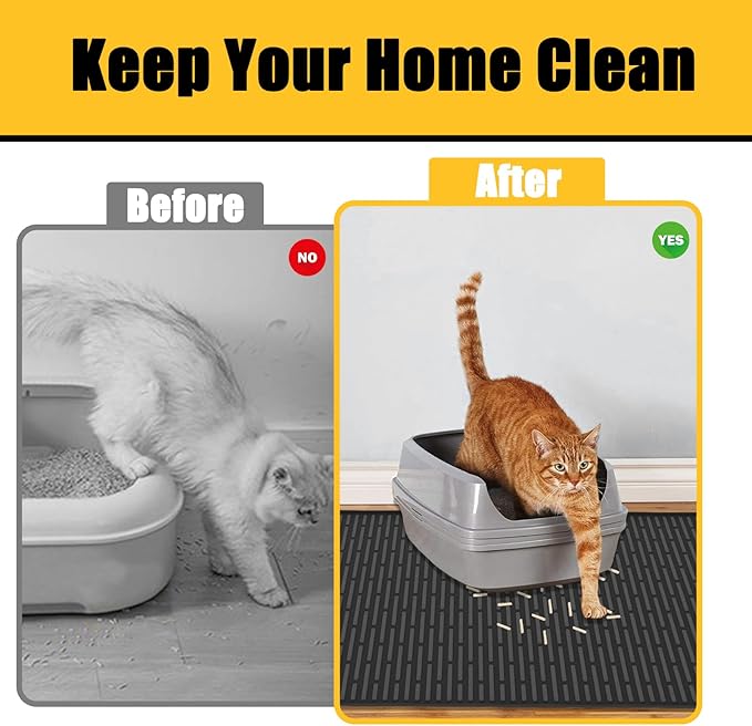 Ultibe 40"x30"(100cmx75cm) Extra Large Silicone Cat Litter Mat, XXL Litter Trapping Mat for Under Litter Box, Non-Slip Waterproof Kitty Litter Catcher, Easy to Clean Mat for Cats, Lake Blue