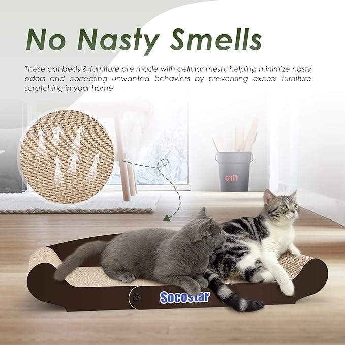 Extra Large Cat Scratcher Sofa Bed 27.6 x 11 Inches- Cat Scrathing Cardboard,100% Recycled Paper Cat Scratchers for Indoor Cats - Cat Scratcher Lounge, Cat Scratch Pad - Cardboard Cat Bed Couch