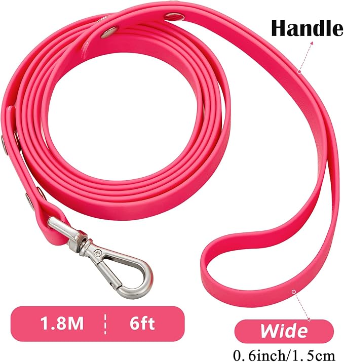 Waterproof Long Dog Training Leash 10ft Outdoor PVC Dog Leashes Great for Large Medium Small Dog Training Lead,Beach,Yard,Play,Camping(Rosered