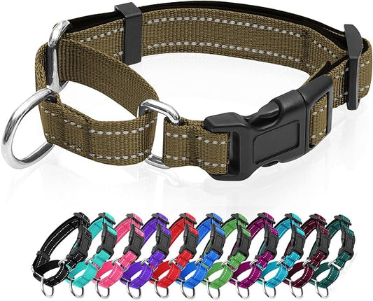 Reflective Martingale Dog Collars. Dog Collar with Quick Release Buckle. Adjustable Soft Padded Breathable Nylon Pet Collar Suitable for Puppies for Small Medium Large Dogs.