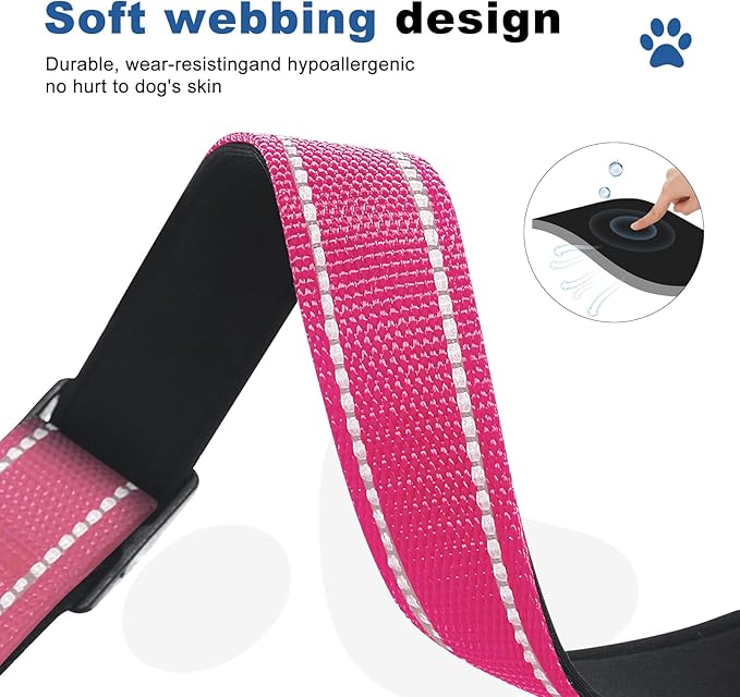 Reflective Martingale Dog Collars. Dog Collar with Quick Release Buckle. Adjustable Soft Padded Breathable Nylon Pet Collar Suitable for Puppies for Small Medium Large Dogs.