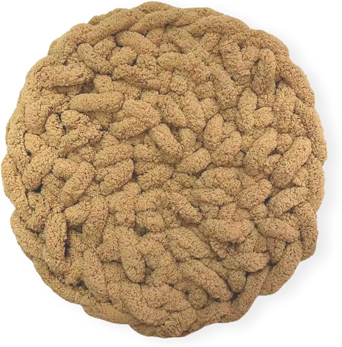 Cat Knitted Bed Mat, Extra-Soft Washable Warm Round Pads Cushions for Indoor Kittens, Cat Trees Towers, Perfect for Kneading and Sleeping (Caramel,Large)