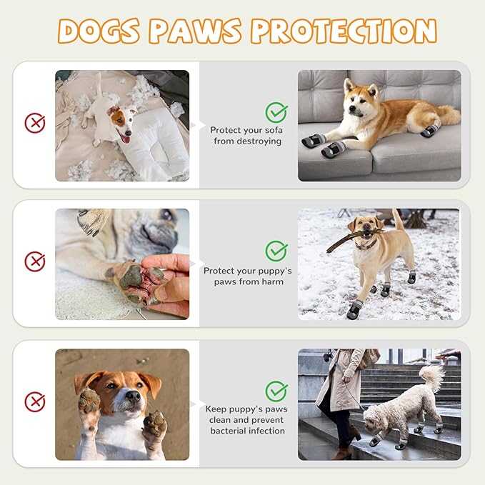 Dog Shoes for Hot Pavement,Dog Boots & Paw Protectors for Large Medium Size Dogs to Prevent Licking,Dog Booties with Reflective for Outdoor,Hiking,Hardwood Floors,Winter Snow(Black Grey,Size6)