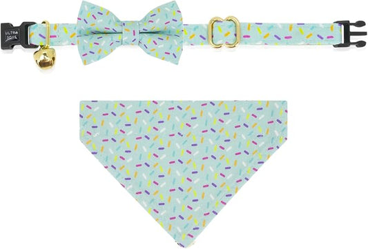 Ultra Joys Breakaway Cat Collar - Boy & Girl Kittens - Bell & Bowtie Birthday Small
