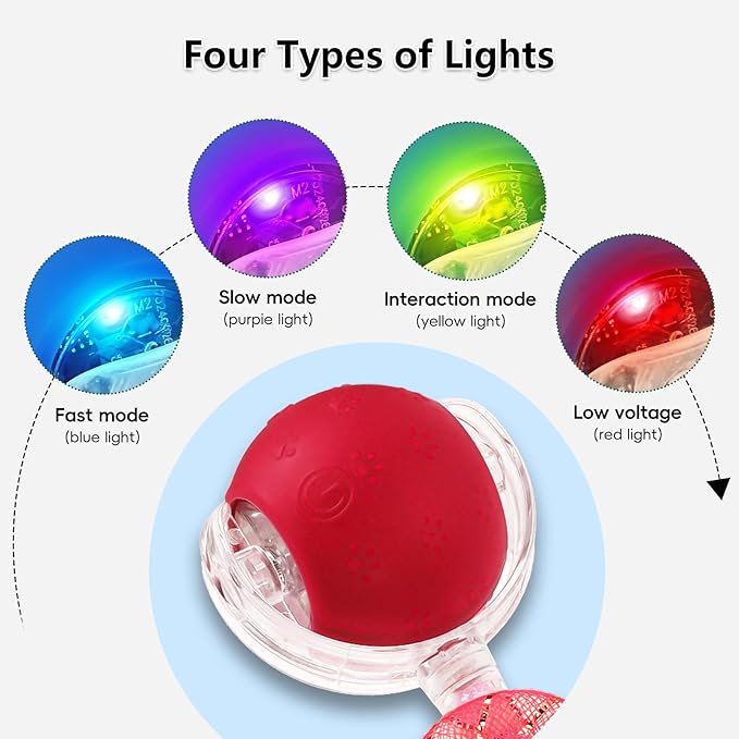 Interactive Cat Toys for Indoor Cats, Automatic Cat Ball Toy with Mesh Elastic Tail, Moving Kitten Toys for Bored Indoor Adult Cats, Chirping & Motion Activated