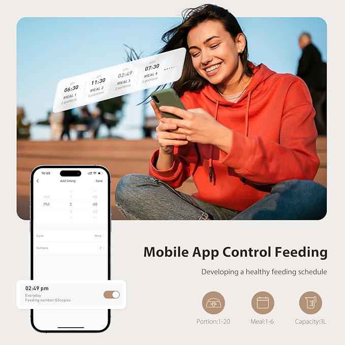 IMIPAW 5L Automatic Cat Feeder with Camera, 1080P HD AI Pet Recognition Recording, 5G WiFi APP Remote Control, Timed Programmable Food Dispenser, Two-Way Audio, Night Vision Function with Desiccant