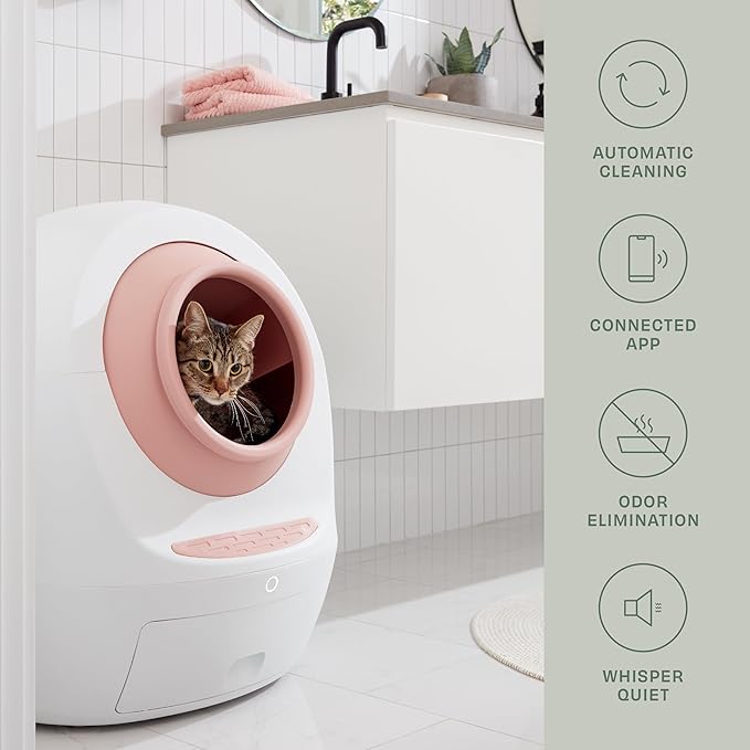 Casa Leo Leo’s Loo Too Self‑Cleaning Cat Litter Box – Wi‑Fi App & Voice Control, Quiet <30 dB, UV Odor Defense & Carbon Filter, Health Monitoring, Safety Sensors, Spacious 24″ × 22″ × 27.6″