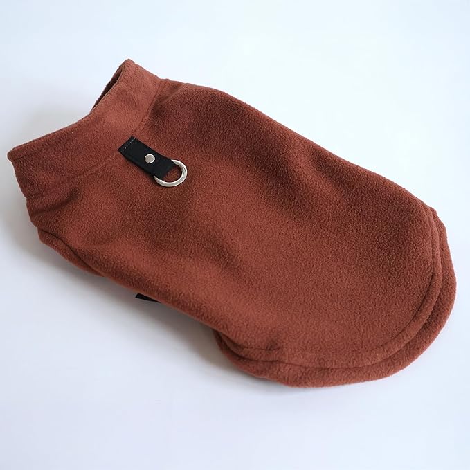 JACKO & CO - Fleece Vest Dog Sweater with Leash Ring - Soft, Warm & Lightweight Pullover Coat for Small & Medium Dogs, Puppies & Cats - Cozy Fall/Winter/Spring Pet Jacket (Chocolate Brown, S (4-6lbs)