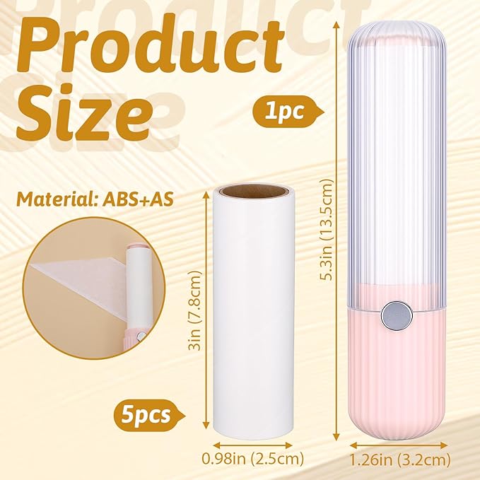 1 Pack Compact Lint Roller with 150 Sticky Sheets Pocket Lint Remover for Travel Portable Pet Hair Remover for Clothes Refillable Mini Lints Rollers Hair Pickup Rollers(1 Handle+5 Roller Refills)