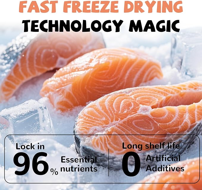 Freeze Dried Salmon Dog Treats, Single Ingredient Raw Dog Food Toppers, Healthy Training Treats for Dogs,3.8 oz