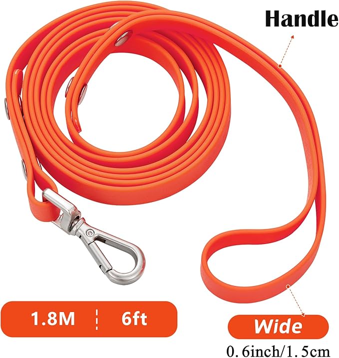 Waterproof Long Dog Training Leash 15ft Outdoor PVC Dog Leashes Great for Large Medium Small Dog Training Lead,Beach,Yard,Play,Camping(Orange