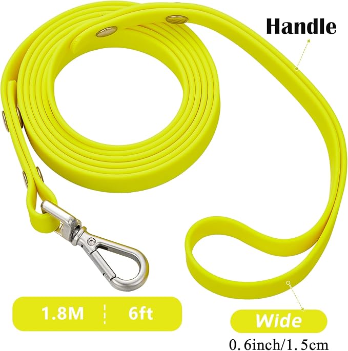 Waterproof Long Dog Training Leash 15ft Outdoor PVC Dog Leashes Great for Large Medium Small Dog Training Lead,Beach,Yard,Play,Camping(Yellow