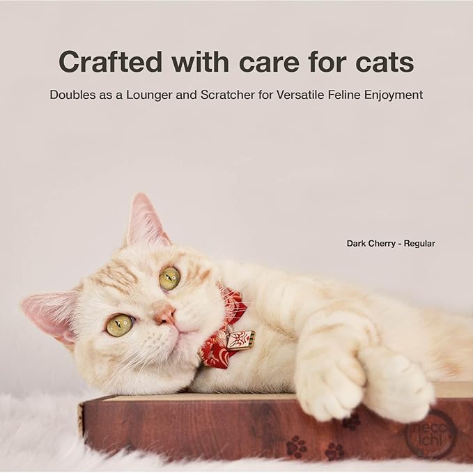 Necoichi Cardboard Cat Scratcher Bed for Indoor Cats - Cat Scratching Board (16" Regular, b.Dark Cherry Lounge)
