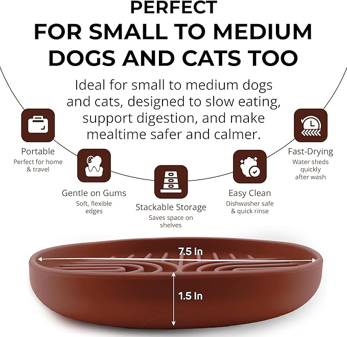 Slow Feeder Dog Bowls, Dishwasher Safe, Non-Slip Base, BPA-Free Slow Eating Dog Bowl (Mocha, 2-Pack)
