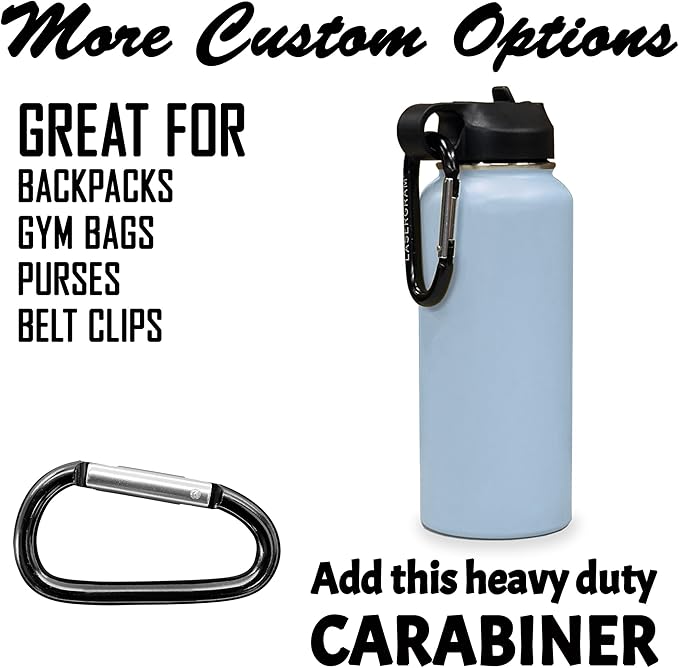 LaserGram Personalized Water Bottle, Dragon, Stainless Steel Double Wall Vacuum Insulated with Flip Top Straw, Custom Engraved Gift (40oz / 1180ml Light Blue)