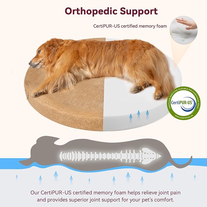 Self-Warming Calming Donut Dog Bed for Small Dogs & Cats – Orthopedic Memory Foam Round Pet Bed for Anxiety Relief & Joint Support, Waterproof Liner, Washable Removable Cover, Non-Slip Bottom