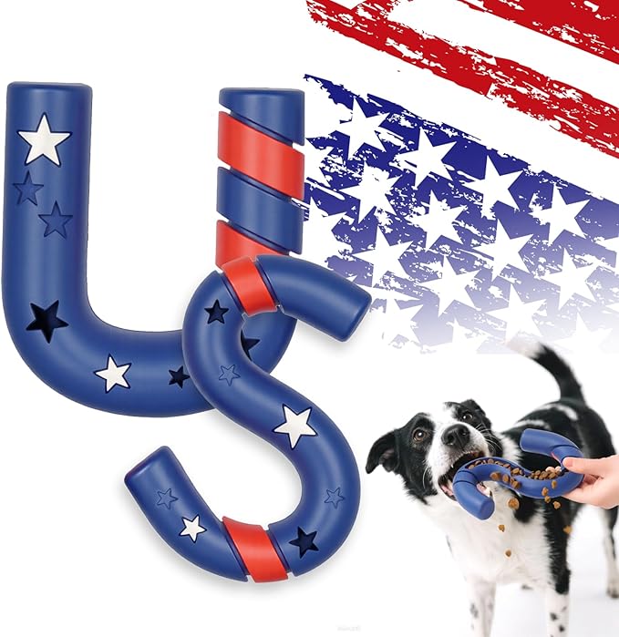 American Playtime Dog Chew Toy, Red 6" in 2 Pack Interactive Outdoors Toys for Aggressive Chewers for Treat-Filling Capabilities and Tug of War Dog Toy, Tough Toys for Medium,Large Dogs