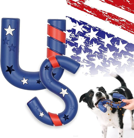 American Playtime Dog Chew Toy, Red 6" in 2 Pack Interactive Outdoors Toys for Aggressive Chewers for Treat-Filling Capabilities and Tug of War Dog Toy, Tough Toys for Medium,Large Dogs